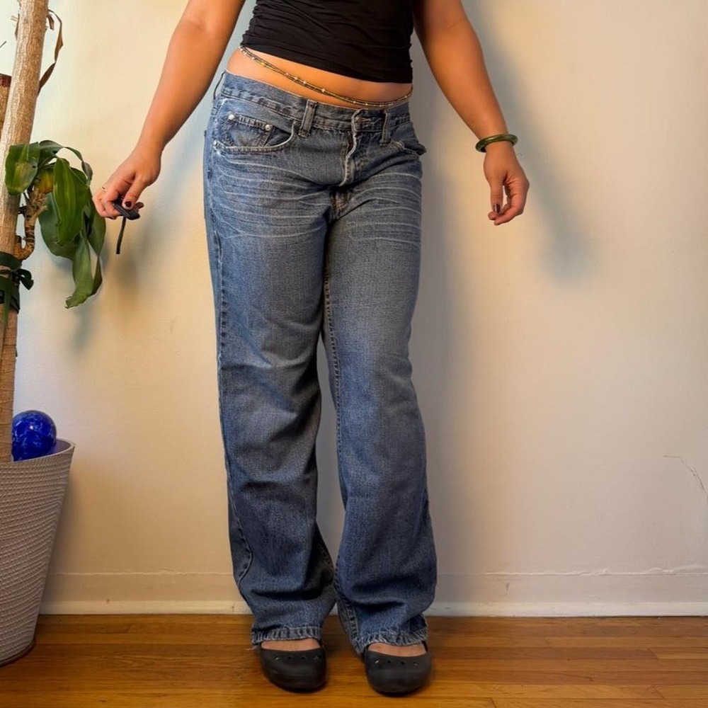 Revolution Y2K Low Rise Baggy Jeans Grunge Skater Distressed Blue 36